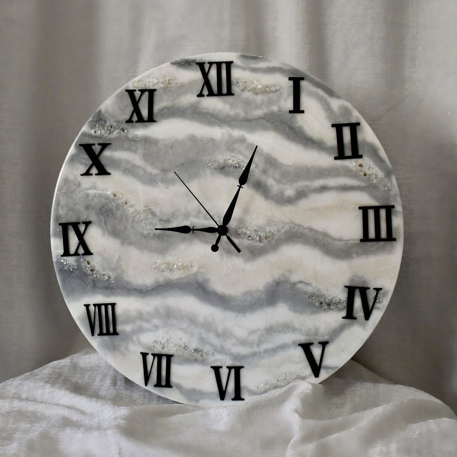 Grey Abstract Epoxy Resin Wall Clock For Home Decor-0