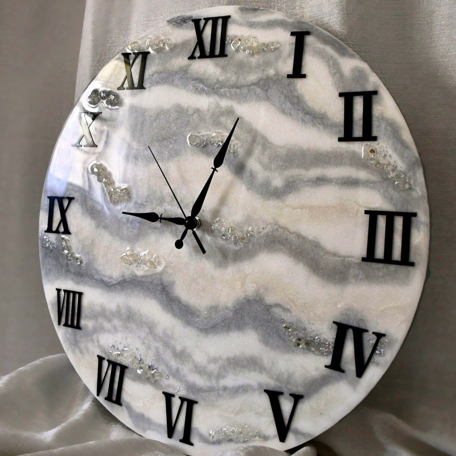 Grey Abstract Epoxy Resin Wall Clock For Home Decor-1