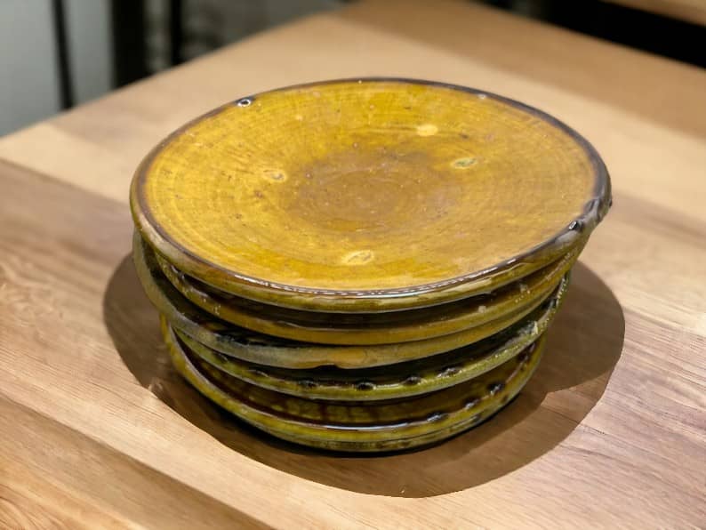 Discover Authentic Tamegroute Ochre Glazed Pottery: Set of 6 Plates-0