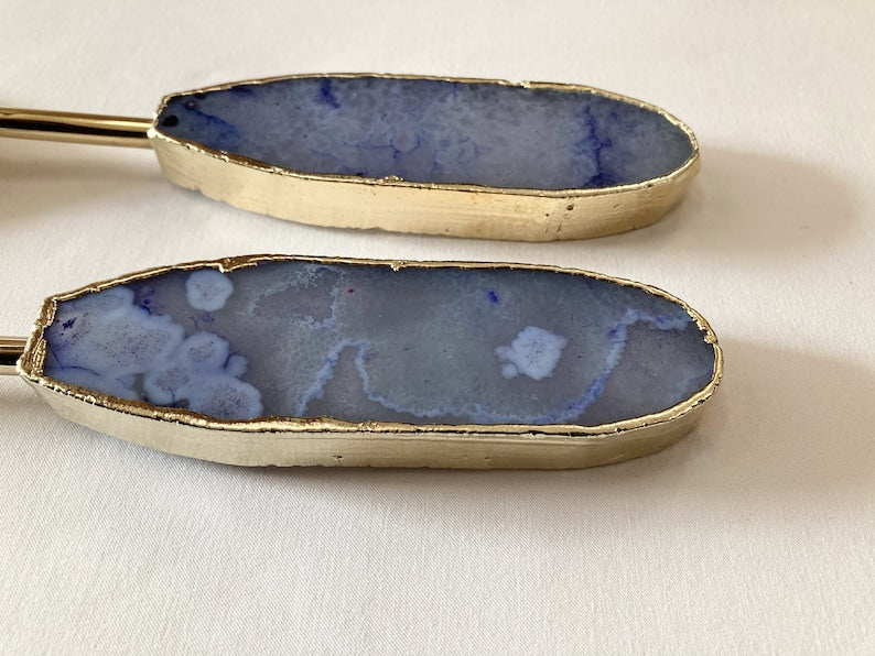 Light Ink Blue Agate Salad Server - Set of 2-4