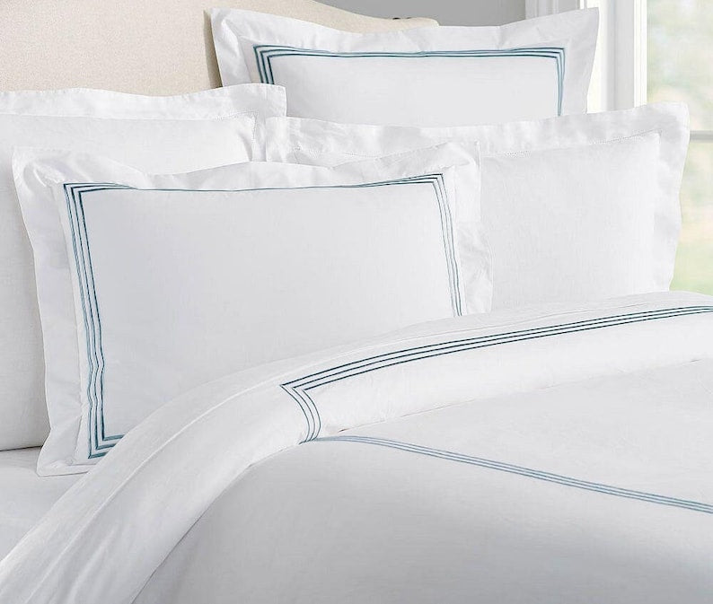 Lines - Pure Linen Embroidered Edge Duvet Cover Sets-10