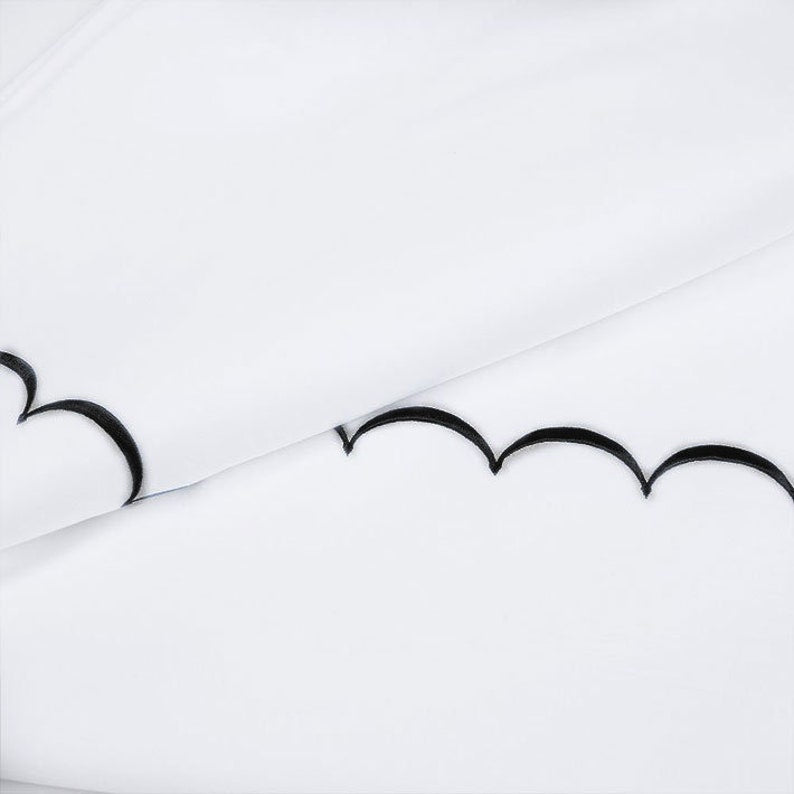 White with Black Embroidery - Cotton Sateen, Pure Linen, Linen Cotton Mix | 3 Piece Embroidered Edge Duvet Cover Set | Handmade | Pre-washed-3