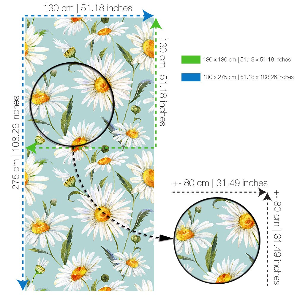 White Daisy Wallpaper - White Daisies - Removable Wallpaper - Peel & Stick - Self Adhesive Fabric - Temporary Wallpaper - SKU:DAIWL-4