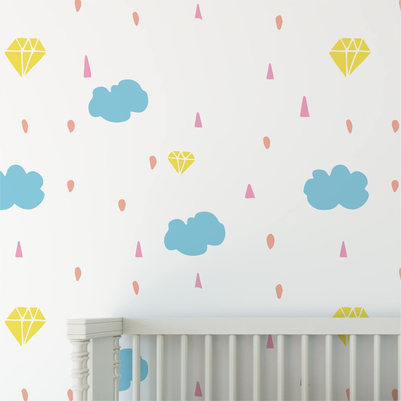 Rainbow, Wallpaper, Nursery, Decor, Baby, Kids, Wall Art, Decorating, Removable, SKU:Rwpat-1