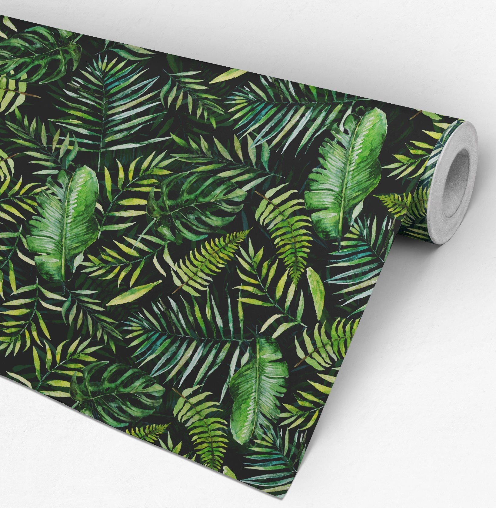 Tropical Plants, Tropical, Wallpaper, Palm Leaf, Floral Wallpaper, Botanical Prints, Removable Wallpaper, Temporary Wallpaper - SKU:Troset-4