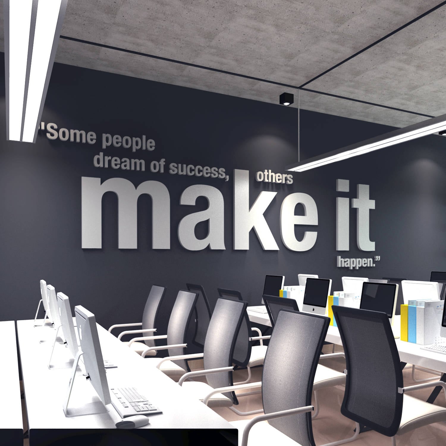 Make it Happen, 3D office decor wall art, Inspirational and Motivational typography decals stickers - SKU:OMIH-1