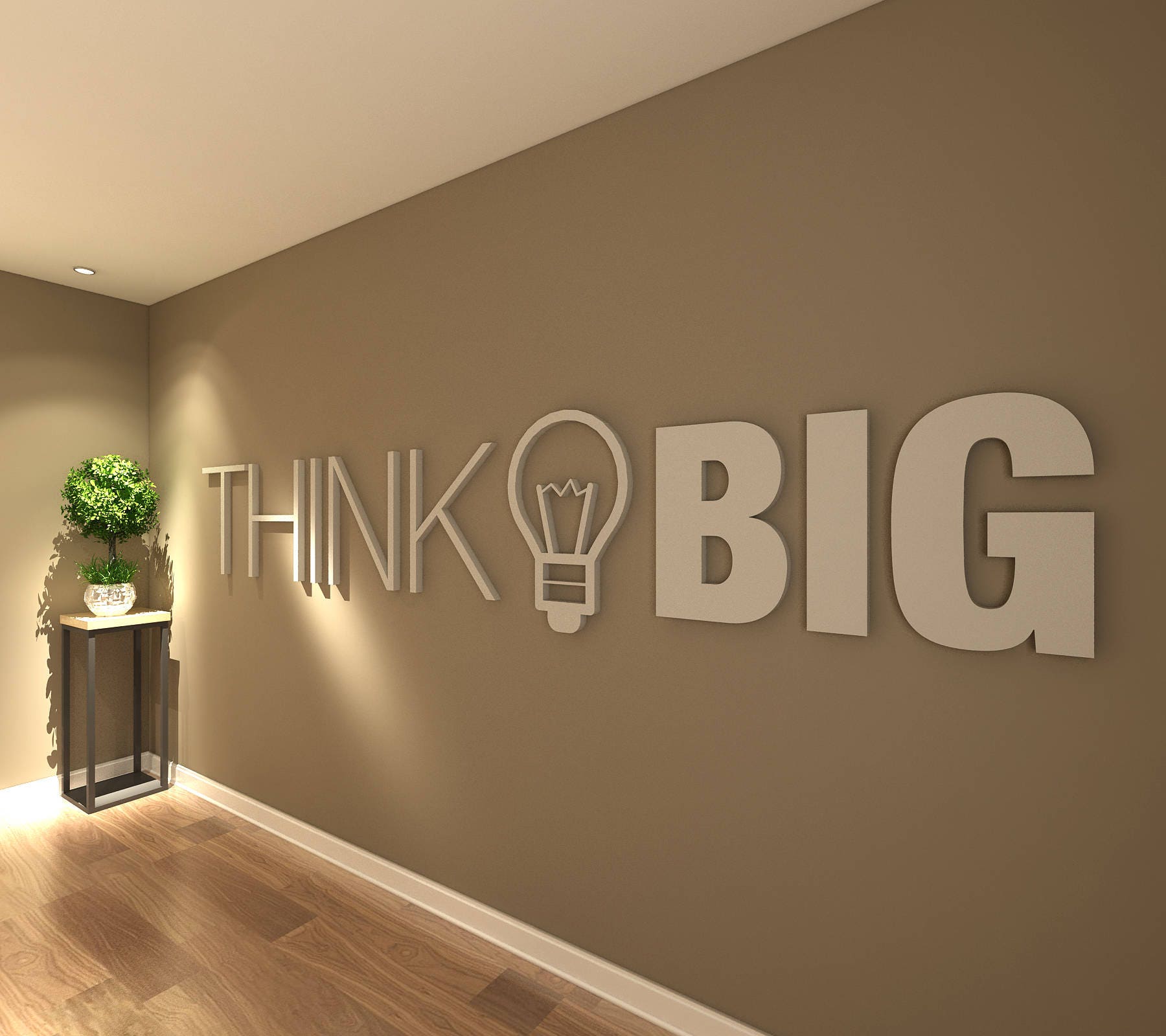 Think Big, Office, Wall, Art, Decor, 3D, PVC, Typography, Inspirational, Motivational, Work, Sucess, Decals, Stickers - SKU:THBI-3