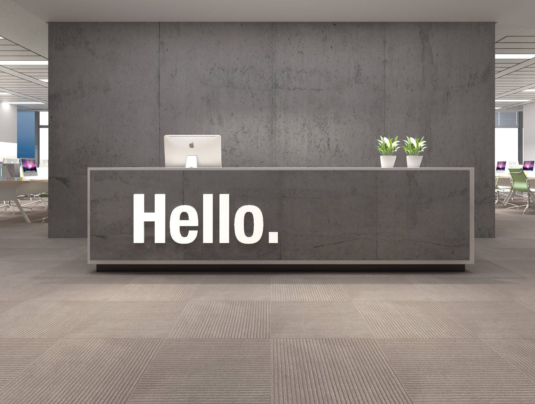 Hello, Office, Wall, Art, Decor, 3D, PVC, Typography, Inspirational, Motivational, Work, Sucess, Decals, Stickers - SKU:Hello-1