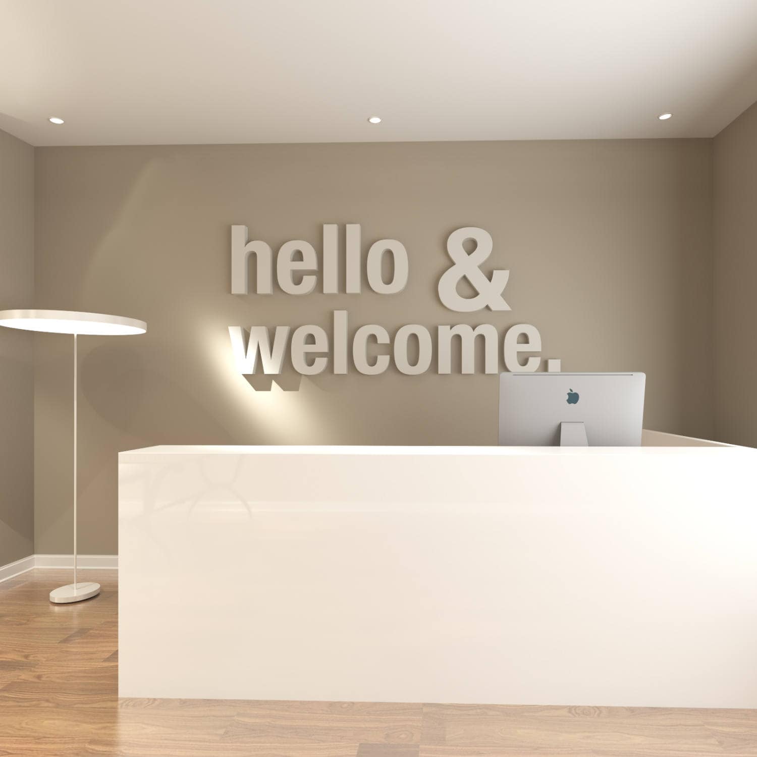 Hello & Welcome, Office, Wall, Art, Decor, 3D, PVC, Typography, Inspirational, Motivational, Work, Sucess, Decals, Stickers - SKU:HECO-1