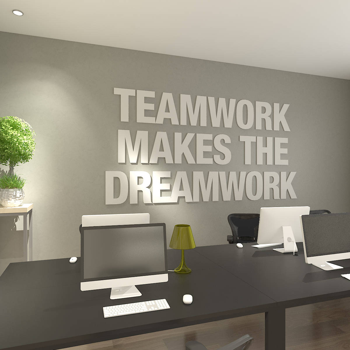 Teamwork makes the Dreamwork, 3D Office Wall Art, Meeting Room Wall Decor, Inspirational and Motivational Art, SKU:TWDW-3