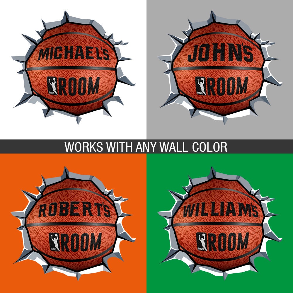 Wrecking Basketball - Basket Wall Decor - Custom Product - Basketball Decor - Wall Decal - Personalized Art - SKU:WBasketBStickC-2