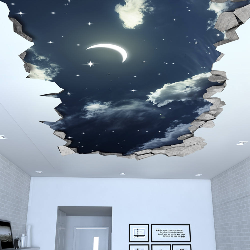 Night Sky 3D Effect Ceiling - 3d Wallpaper - 3d wall decals - 3d printed - 3d wall art - 3d art - Wall Sticker - Wall Decal - SKU: NSC3DW-0