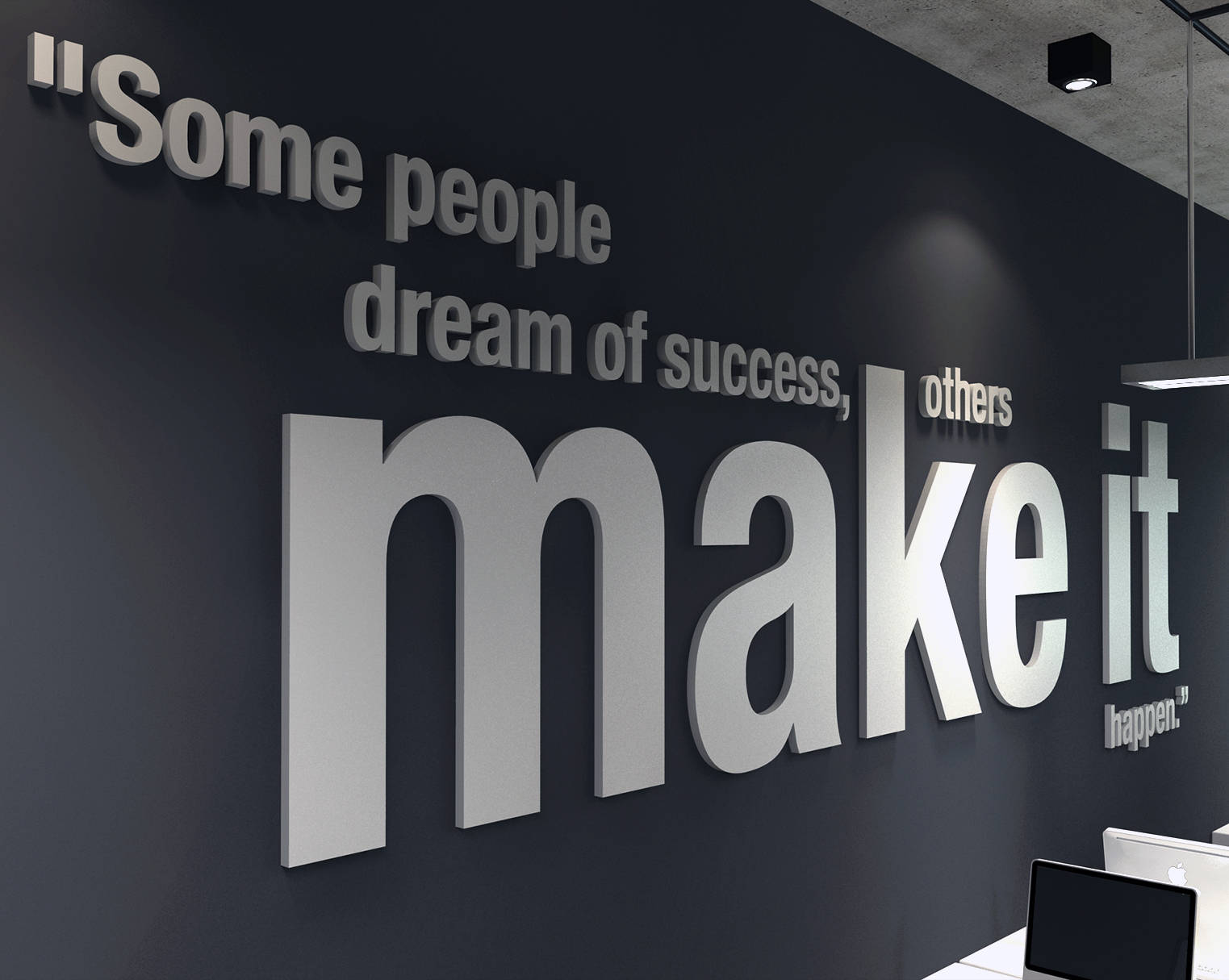 Make it Happen, 3D office decor wall art, Inspirational and Motivational typography decals stickers - SKU:OMIH-0