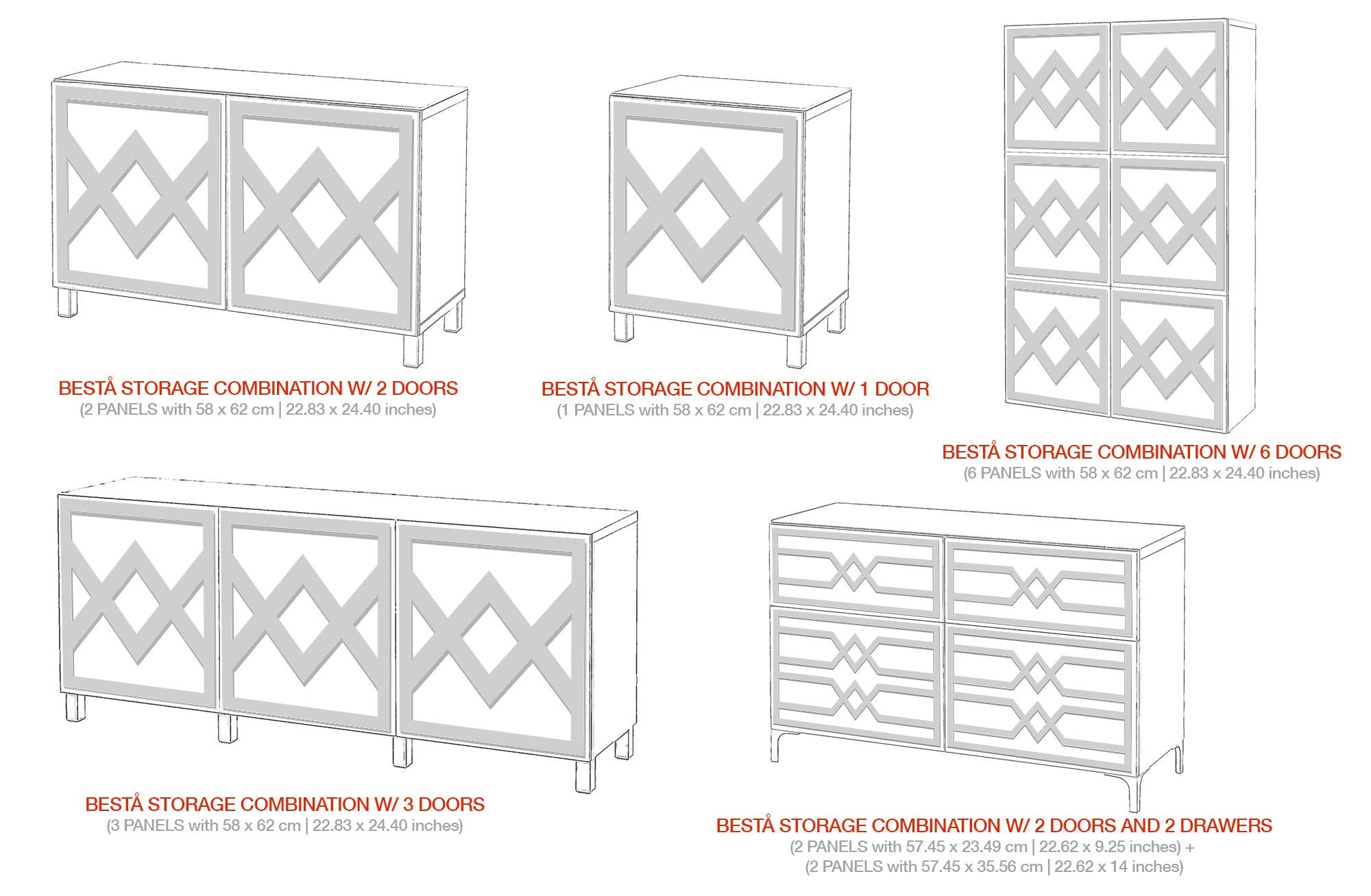 Evora, BESTA Kits, Furniture Decor, Decorative Furniture Panels, Furniture Overlays, Fretwork Panels, Mirrored Furniture, SKU:EVBE-2