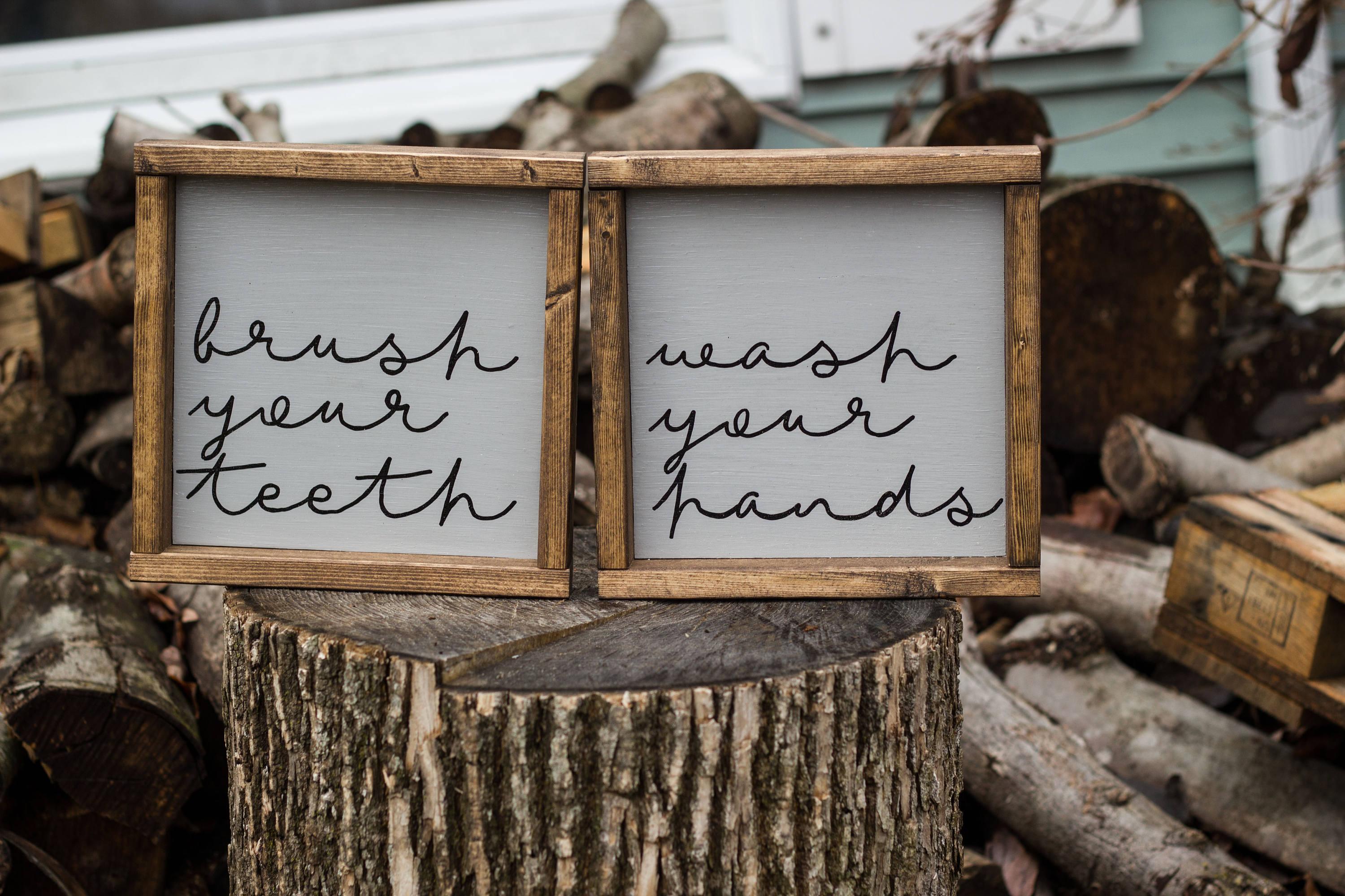 Wash Your Hands Sign Brush Your Teeth - PRHOMZ