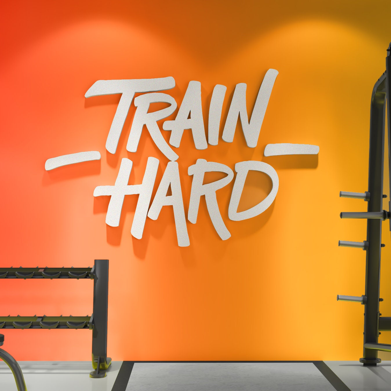 Train Hard, Large Fitness Sign, Gym Wall Art Decor, Gym Design Ideas, Exercise Quotes, SKU:TH-0