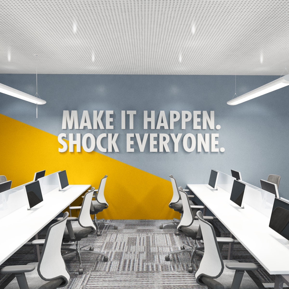 Shock Everyone, Office Decor, Office, Quote, Office Wall Art, 3D, Wall Art, Office Art, Quotes, Wall Decor, Inspirational Quotes - SKU:MIHSE-0