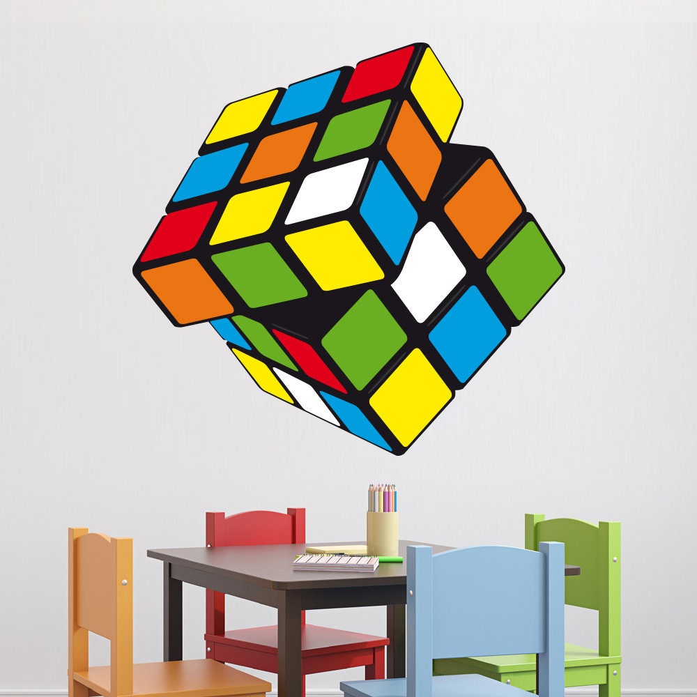 Rubiks Cube Decal, Rubiks Cube Decor, Rubiks Cube Art, Playroom Decor, Kids Room, Decals, Stickers - SKU:RUBIK-0