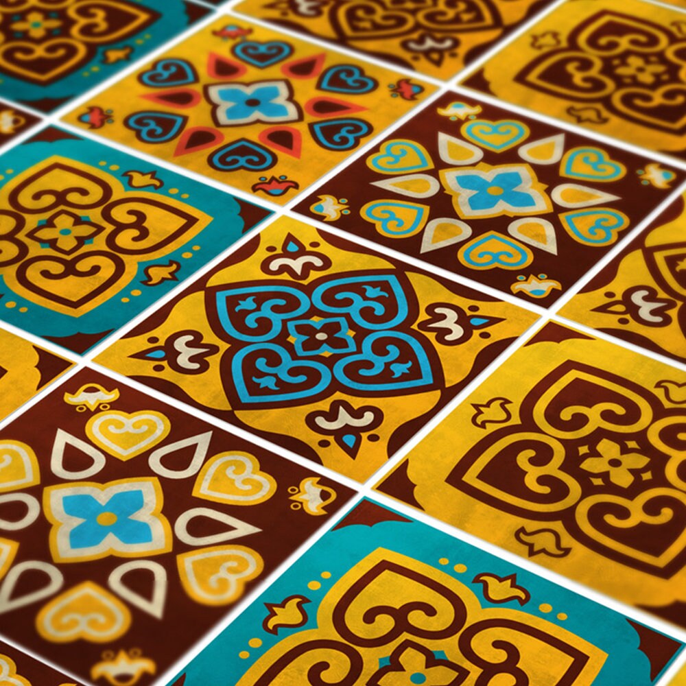 Buenos Aires Tile Stickers, Talavera Tile, Suitable for Wall and Floor, Waterproof, All Sizes, Modern Decor, Art Print, PACK 24, SKU:TTYBB-3