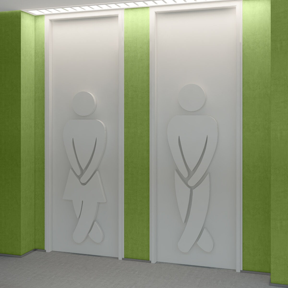 Bathroom Sign , WC Sign ,Dimensional sign, Art for Global Offices,  Receptions, Lobbies, Hotels and Entryways - SKU:BS3D-1