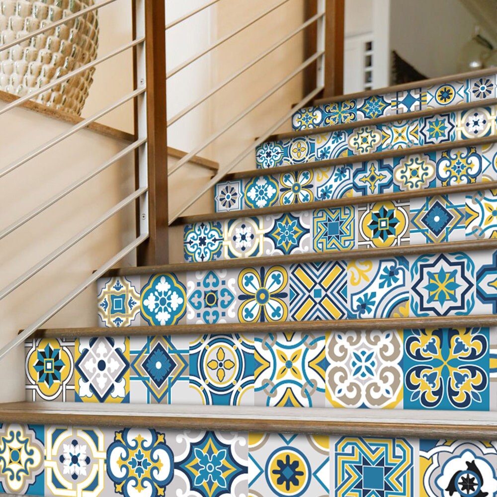 Carrelage Adhésif, Fliesenaufkleber, Stair Stickers, Stair Decals, Portuguese Tiles, Stickers Carrelage, Tile Stickers, PACK 25 - SKU:COLTI-1