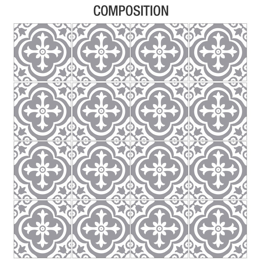 Home Decor, Carrelage Adhésif, Vinyl Floor, Vinyl Flooring, Fliesenaufkleber, Bathroom, Kitchen, Tile Decal, Tiles, Pack of 48 - SKU:MOROFL-3