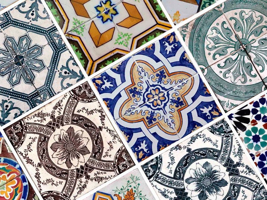 Portuguese Tiles, Carrelage Adhésif, Tile Stickers, Tile Decal, Stair Stickers, Stickers Carrelage, Fliesenaufkleber, Pack of 48 - SKU:APA-1