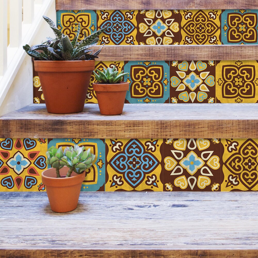 Buenos Aires Tile Stickers, Talavera Tile, Suitable for Wall and Floor, Waterproof, All Sizes, Modern Decor, Art Print, PACK 24, SKU:TTYBB-1