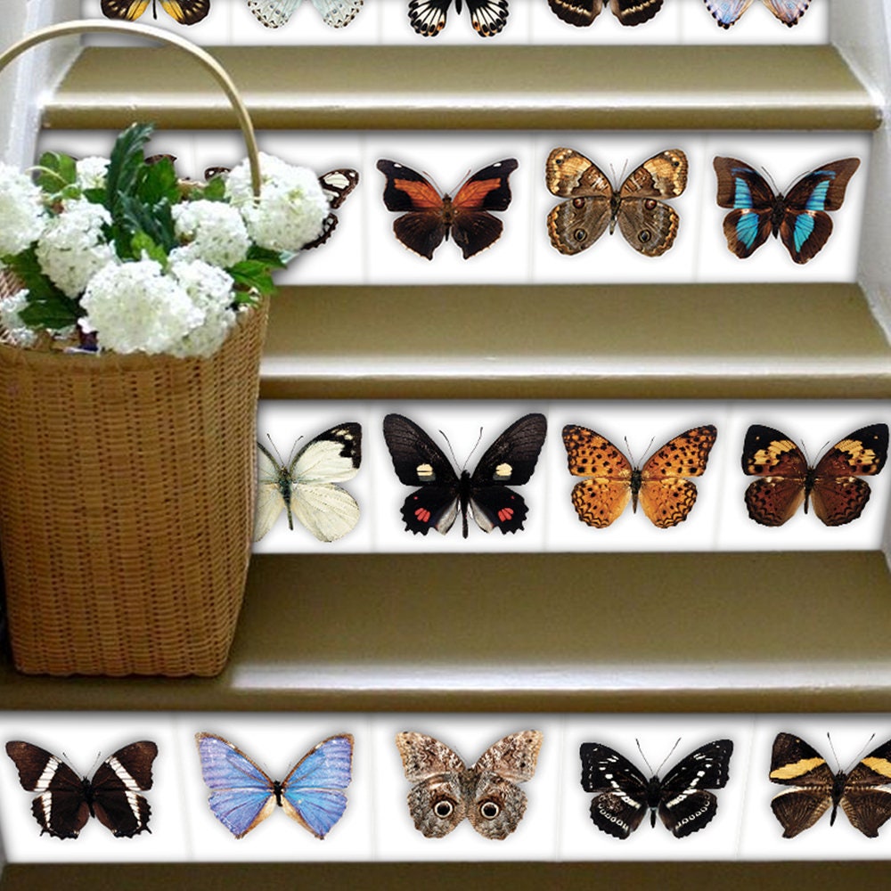 Butterflies, Papillons, Schmetterlinge, Carrelage Adhésif, Fliesenaufkleber, Butterfly, Tile Decal, Mosaic Wall Art, Pack of 42 - SKU:BRPA-1