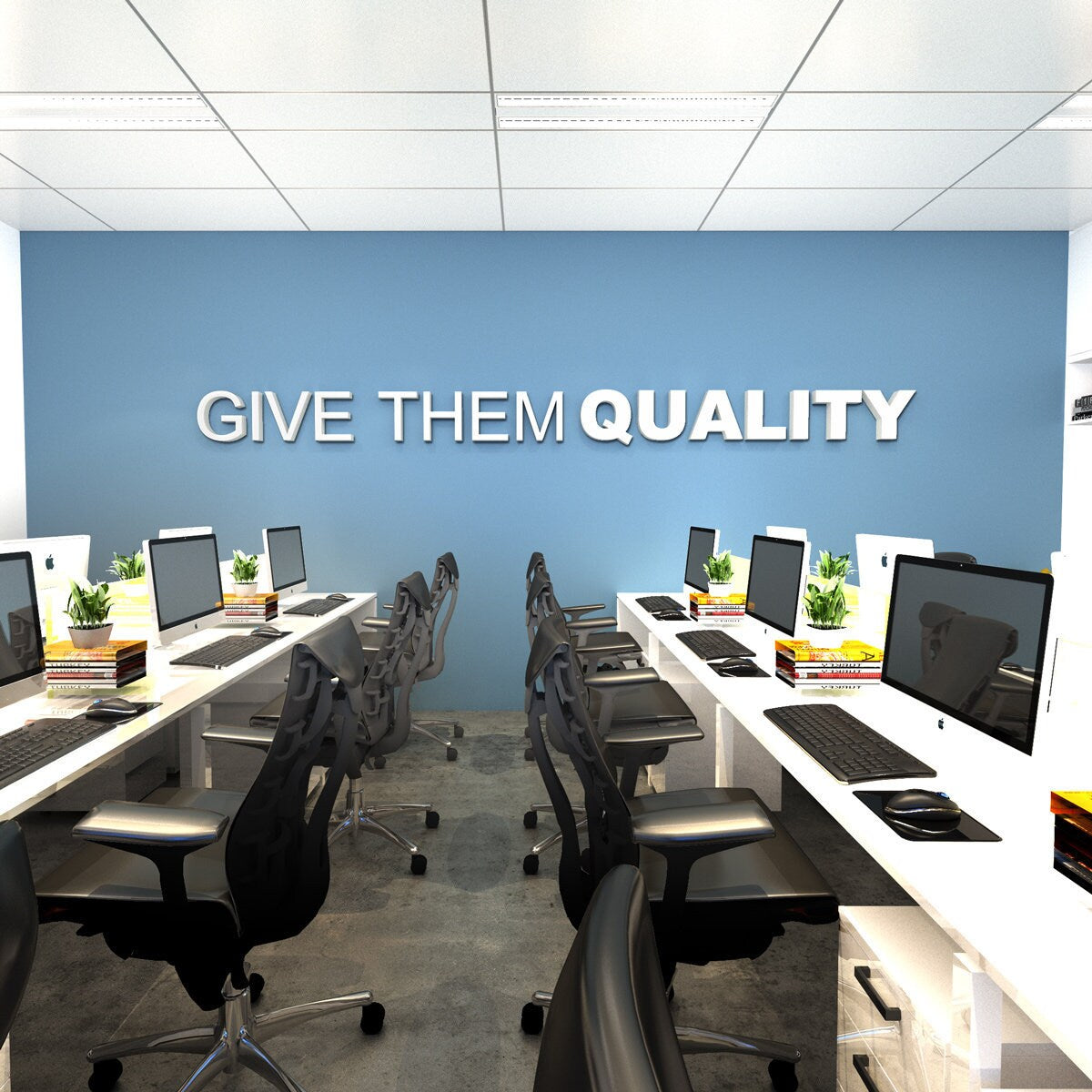 Give Them Quality, Typography Wall Art, Inspirational, Motivational, Office Wall Decal,  SKU:GTQ-0