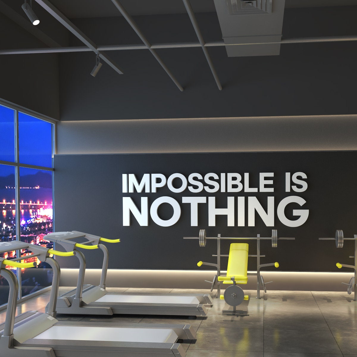 Impossible Is Nothing, Gym Wall Art, Quotes, Gym Decor, Gym,  Gym Stickers, Wall Decor, Wall Art, 3D, 3D Art, Wall Hangings, Signs - SKU:IIN-0