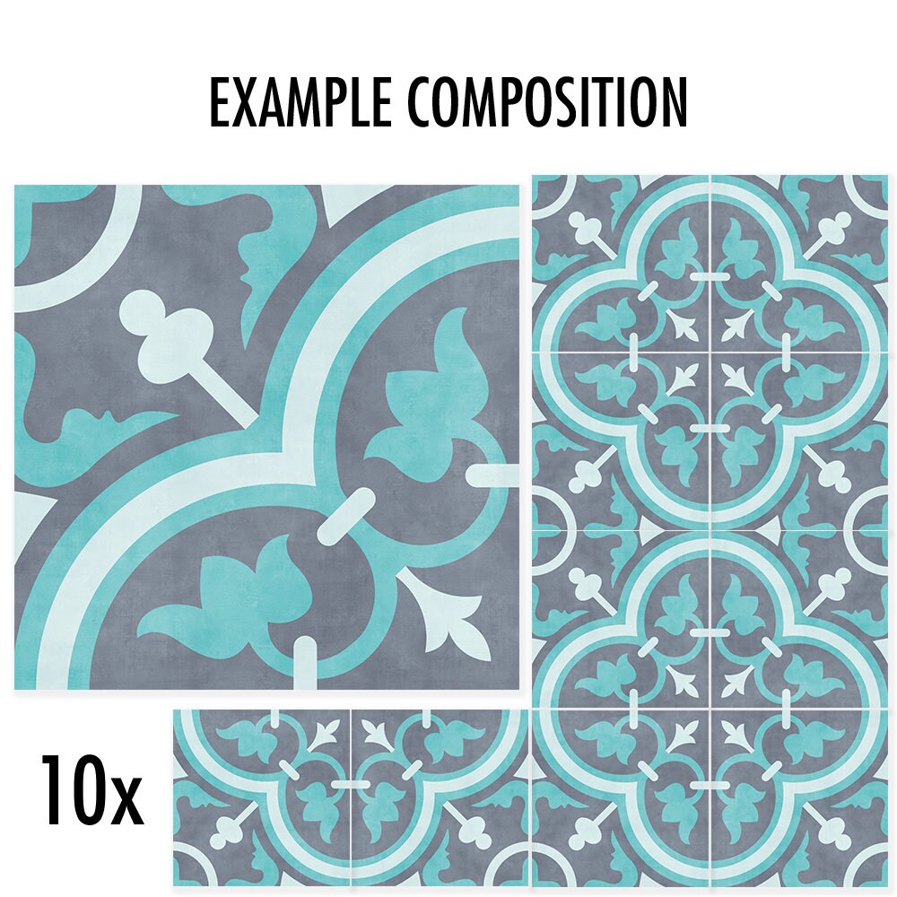 Bathroom prints - Full Tile Decal Pack / Floor Flooring Bathroom Kitchen Self Adhesive Removable Peel and Stick- Pack of 10 - SKU:BAPR-4