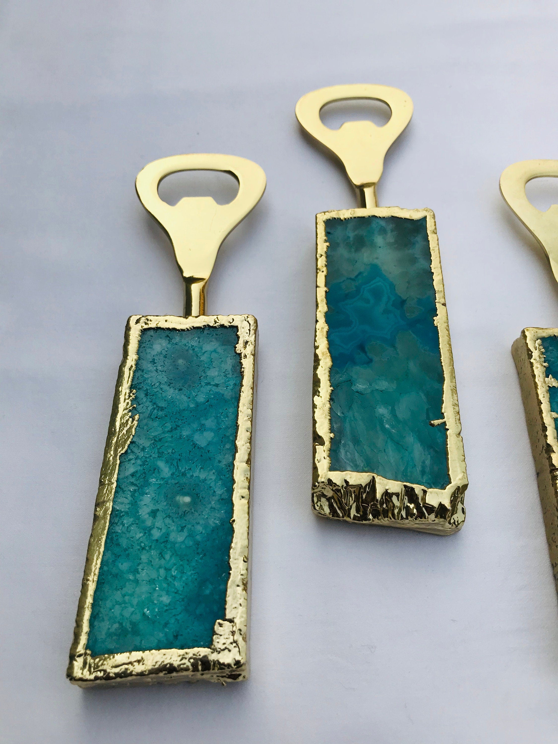 Set of 3 Aqua Agate Bottle Openers-2