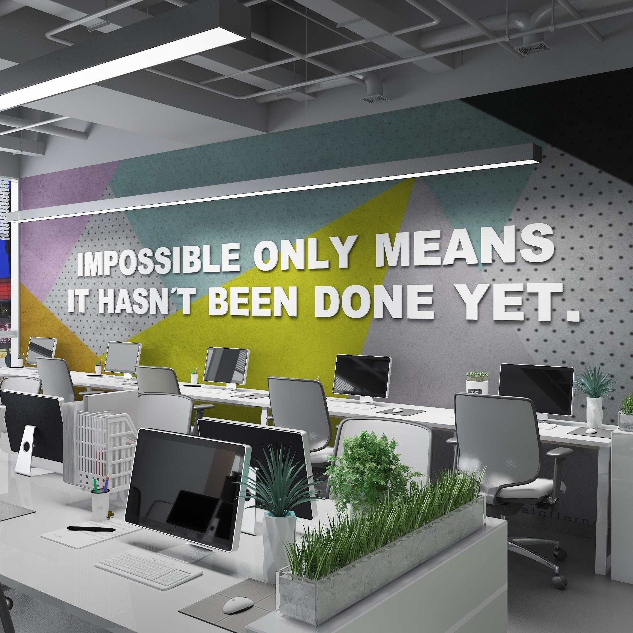 Teamwork office quote , 3D Elevated Letters, Teamwork inspirational quote - Impossible meaning  - SKU:IMPDO-0