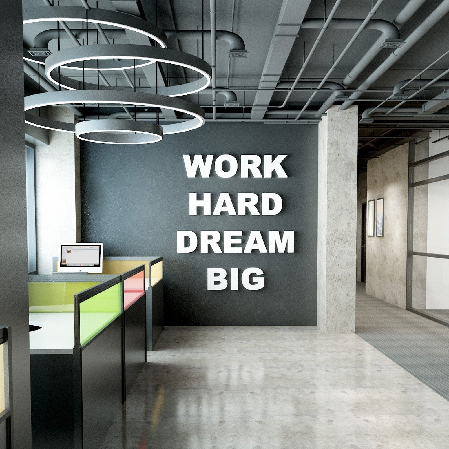 Work Hard, Dream Big, Dimensional Quote for Office, Motivation, Wall Phrase, Wall Decore, SKU:WHDB-0