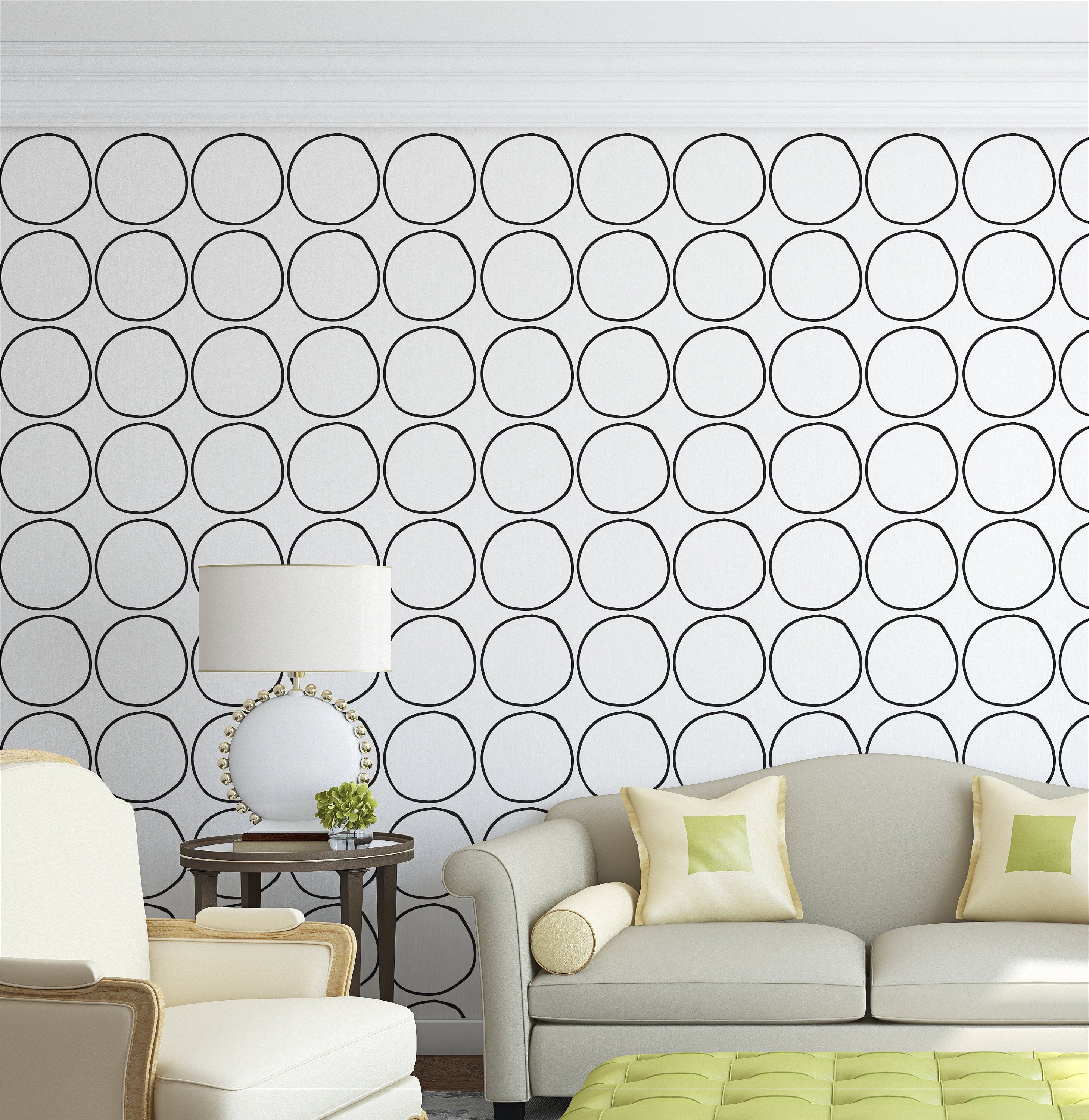 Minimalist circles pattern , geometric , easy stick removable wallpaper  - SKU:HDRP-0