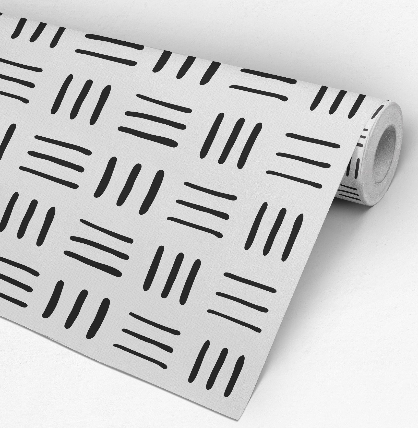 Wallpaper in black and white, Scandinavian design, removable self adhesive  - SKU:HDBP-2