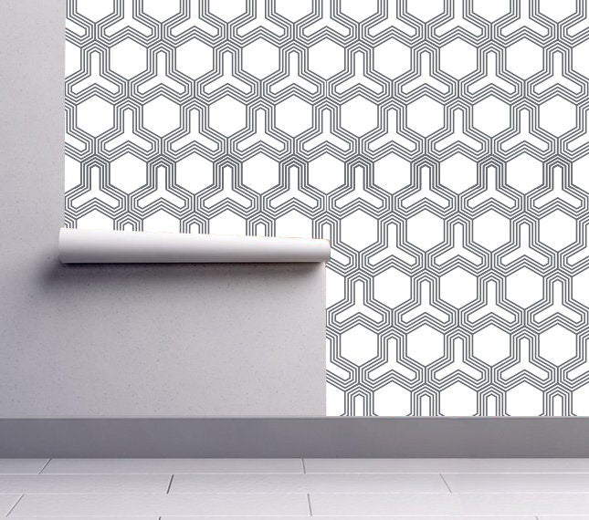 Futuristic Geometric Wallpaper Roll - Black and White Wallpaper - Future Geo - Removable Wallpaper - Geometric Wall Art - SKU:FGLW-3