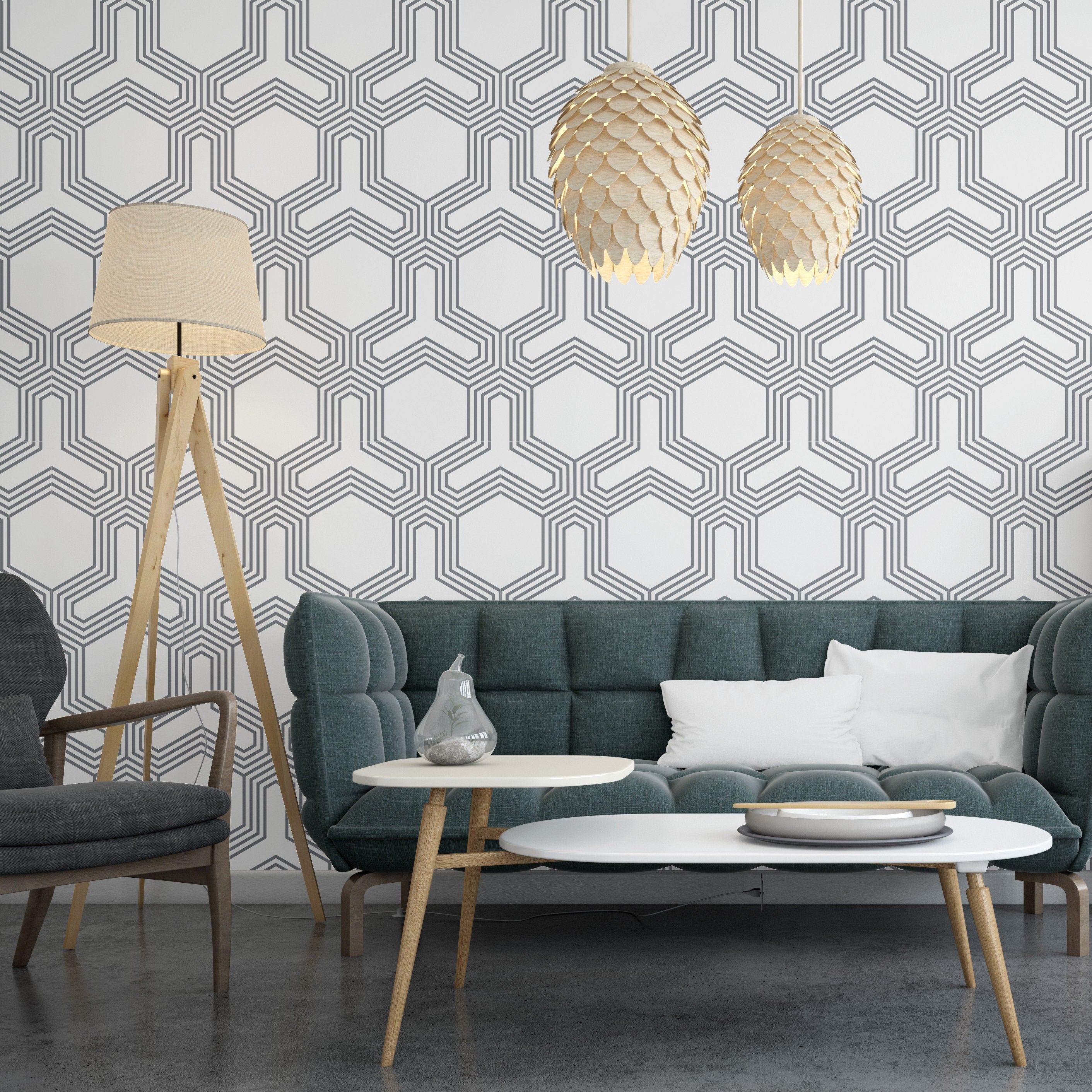 Futuristic Geometric Wallpaper Roll - Black and White Wallpaper - Future Geo - Removable Wallpaper - Geometric Wall Art - SKU:FGLW-1