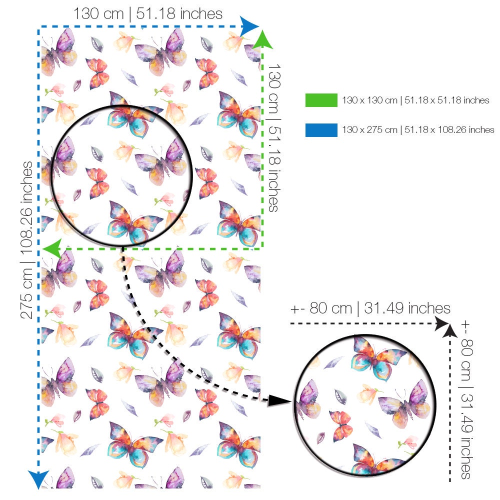 Watercolor Butterfly wall art , mural, removable wallpaper - SKU:FBFW-4