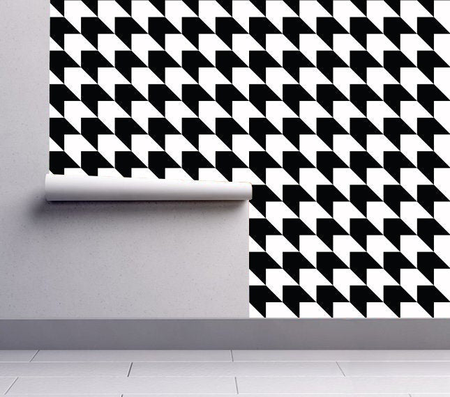 Blocks Pattern - Geometric Removable Wallpaper - Black and White - Self Adhesive or Regular Wallpaper - Geometric Wall Mural  - SKU:ABWW-2