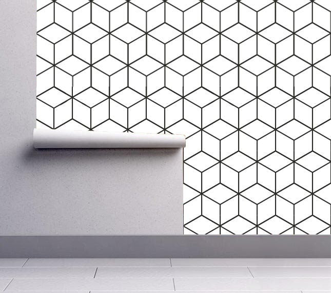 Scandinavian decor wallpaper - Nordic Style - Wallpaper Black and White - Geometric Patterns - Removable Wallpaper - Reusable - SKU:SGCP-3