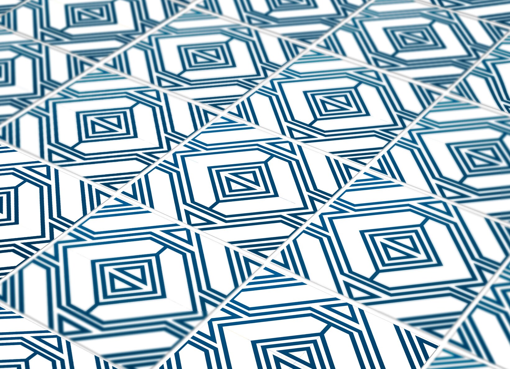 Geometric Futuristic Blue Tile - Blue Pattern- Tile Stickers- Mosaic Tiles - Peel and Stick Tile - Pack of 10 - SKU:BLGE-1