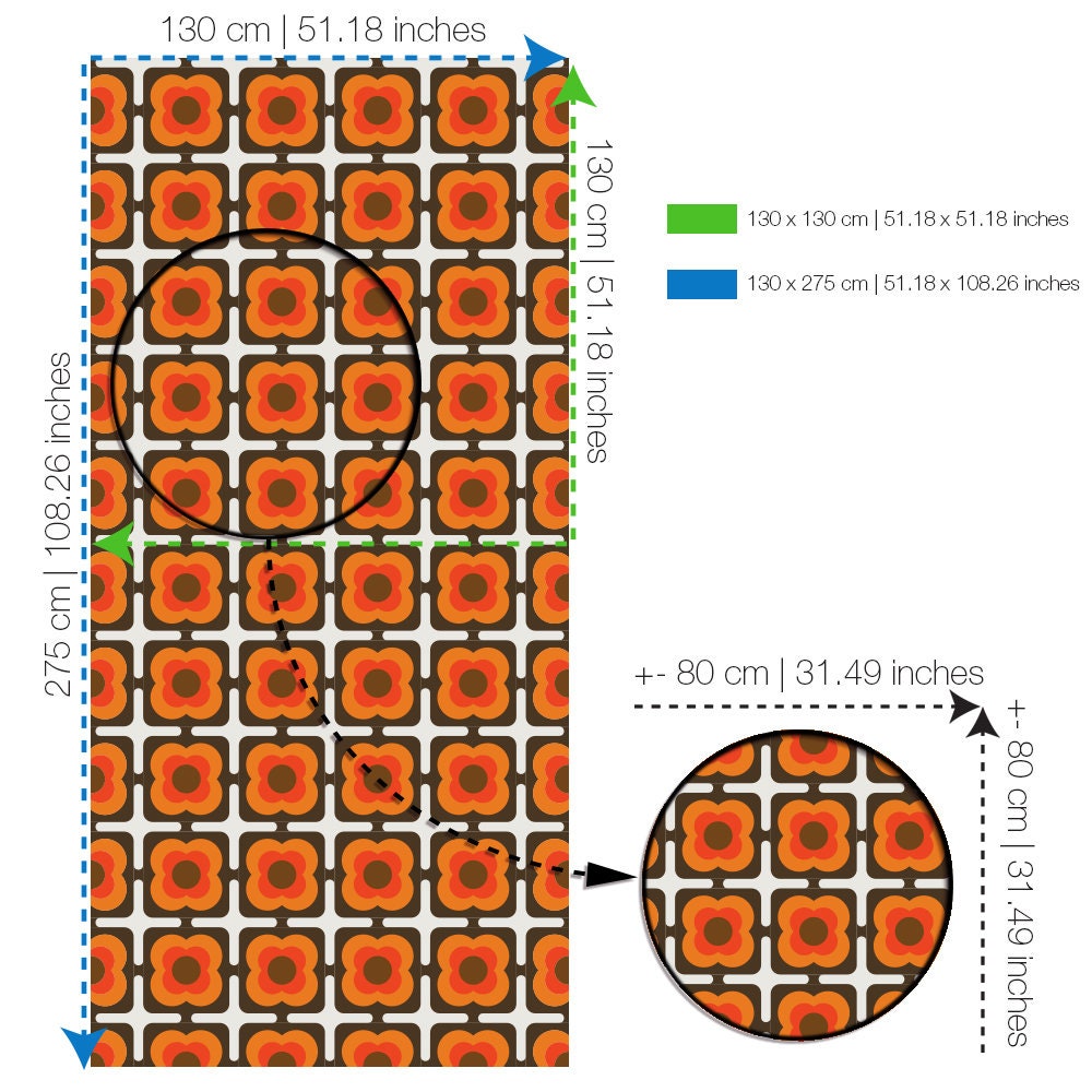 Square Groovy 70s Wallpaper - 70s Pattern - Square Wallpaper  - Geometric Patterns - Removable Wallpaper - Reusable - SKU:SQGS-3