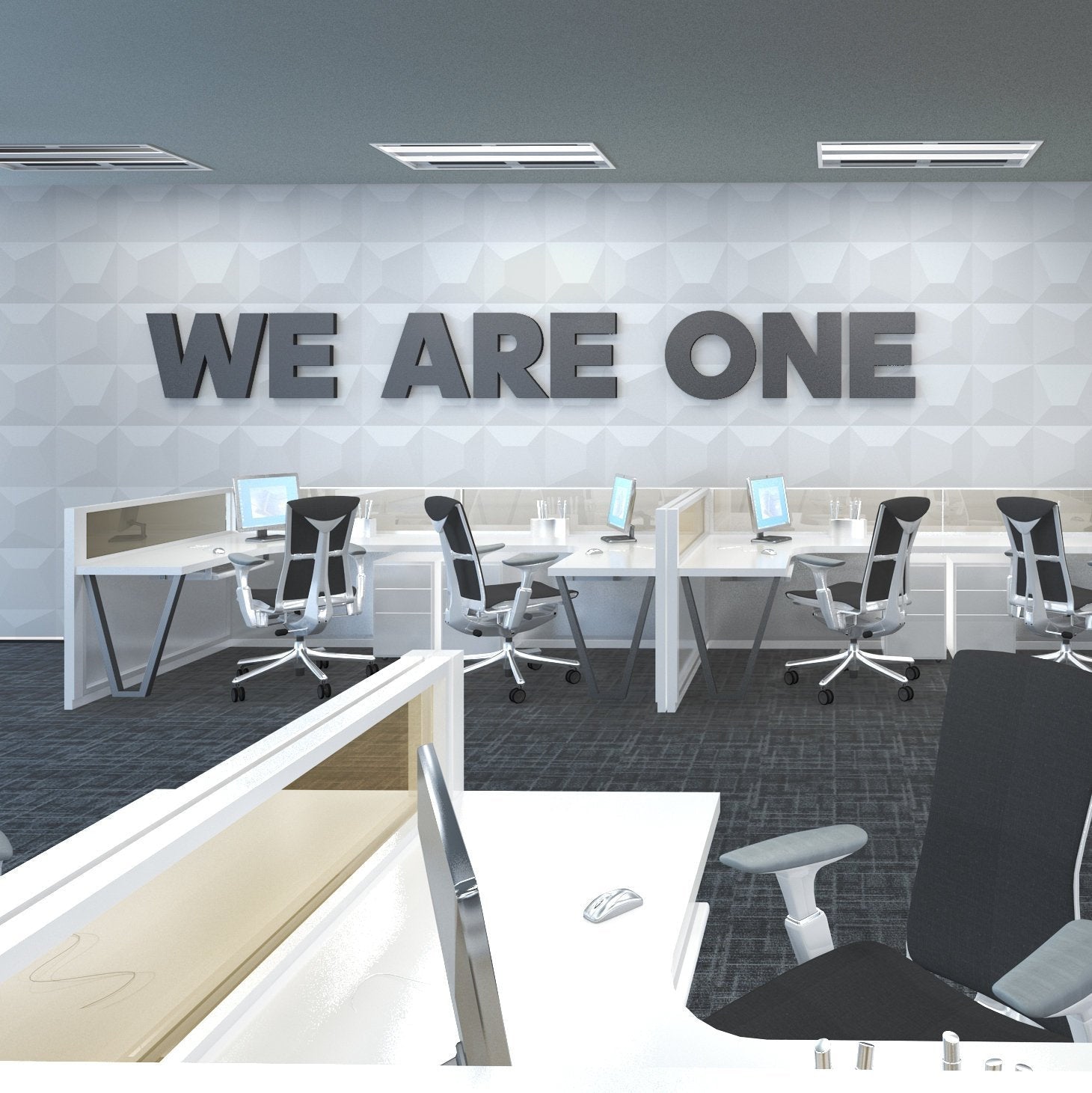 Office Wall Teamwork Inspiration - Dimensional letters - We Are One - Business Teamwork Motivation  - SKU:WEON-0