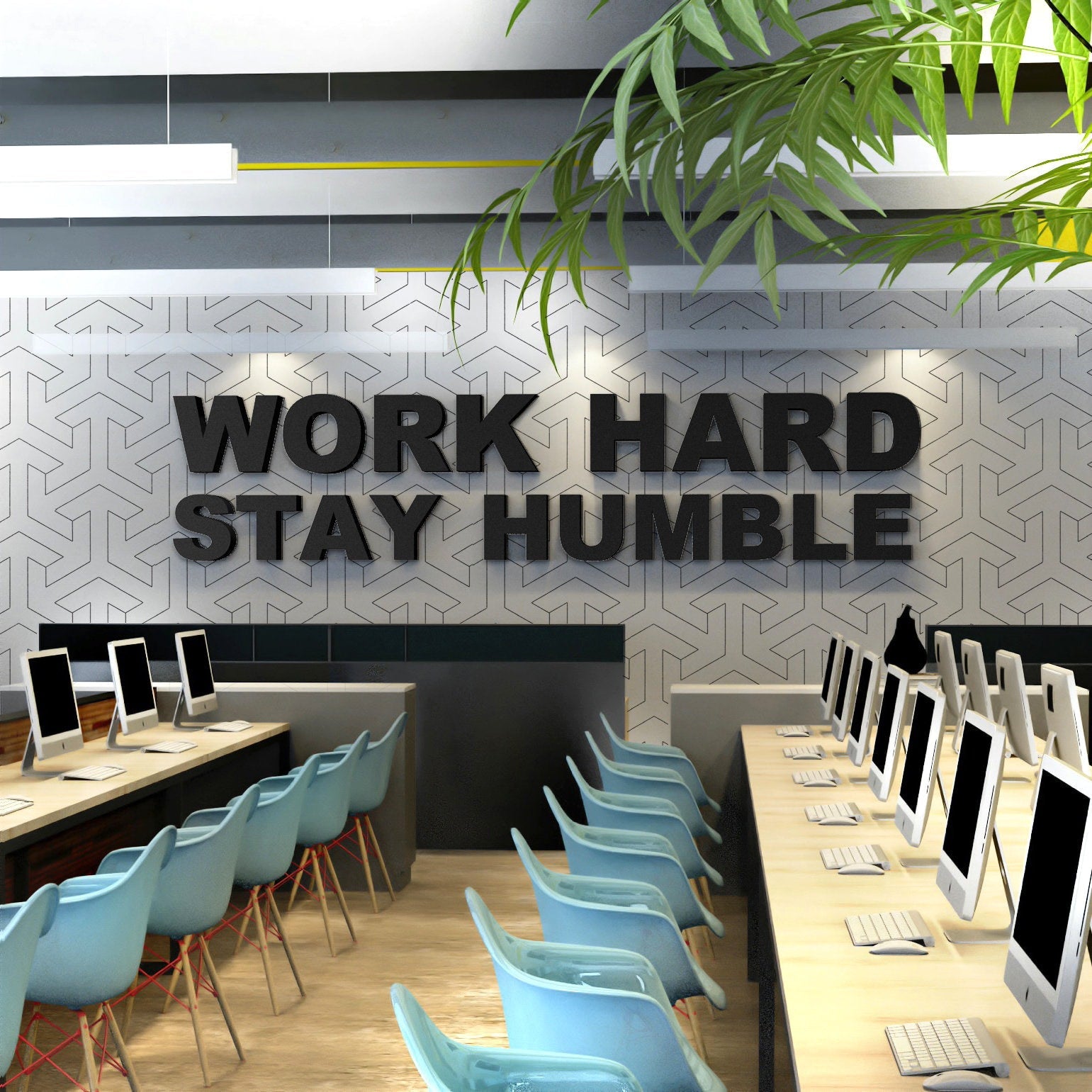 Work Hard Stay Humble, Business Office Room Wall Decor, Inspirational 3D Quotes, SKU:WOHUM-0