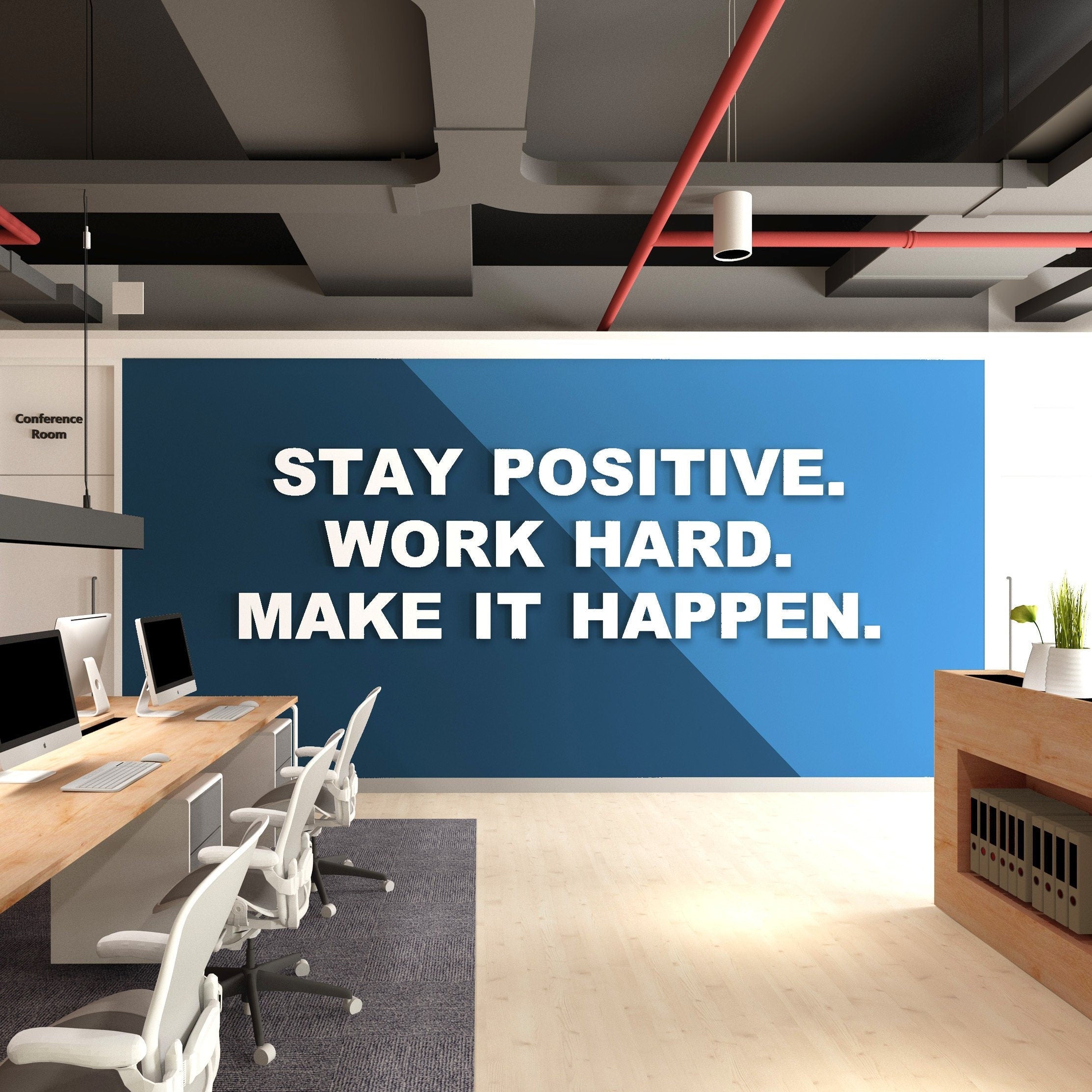 Positive Affirmation , Inspiring affirmations and quote , Stay Positive. Work Hard. Make It Happen - SKU:STPO-0