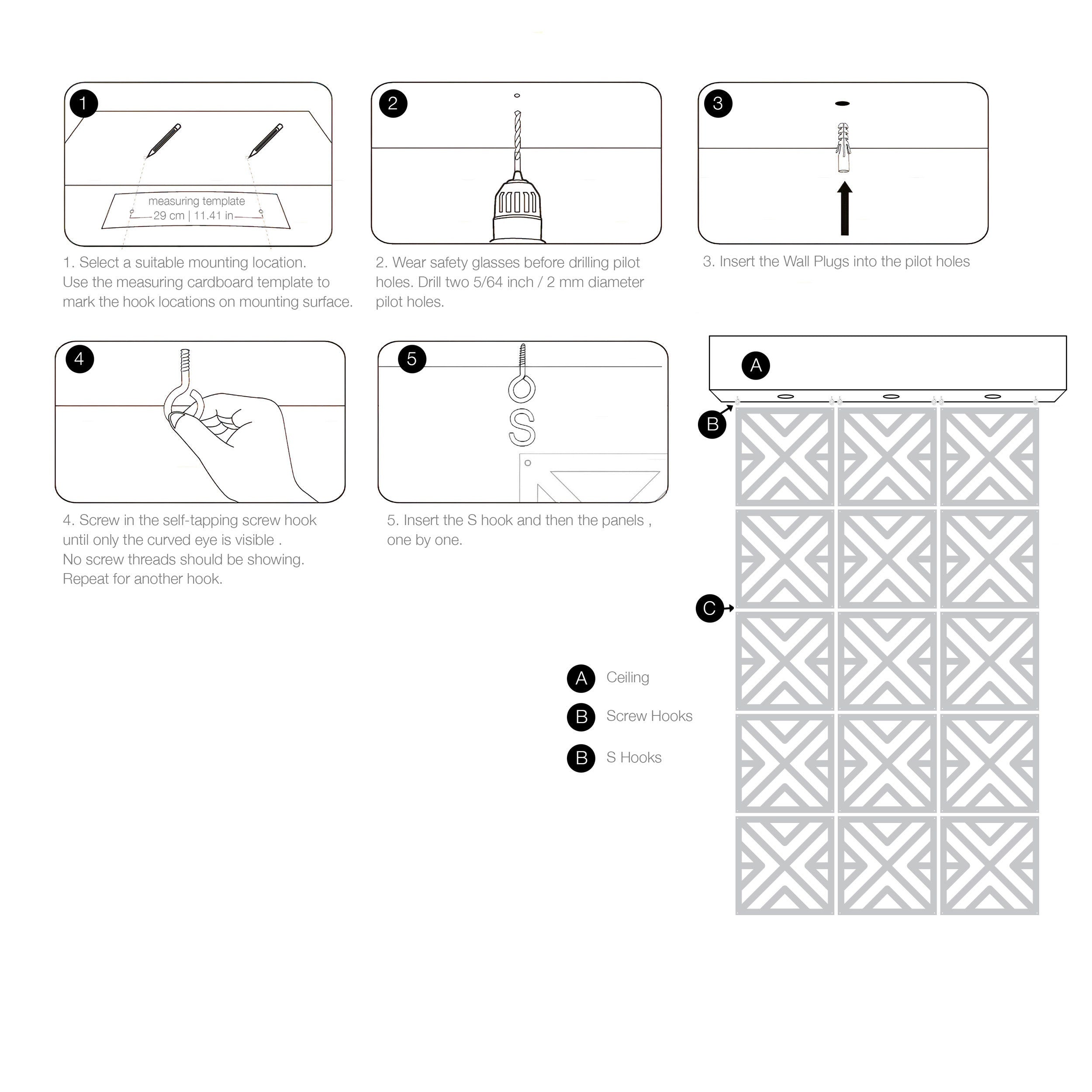 Hanging Room Divider,  Partitions Panel Screen for Decorating Bedroom, Dining, Study and Sitting-Room, Hotel, Bar and Restaurant - SKU:MO47-4