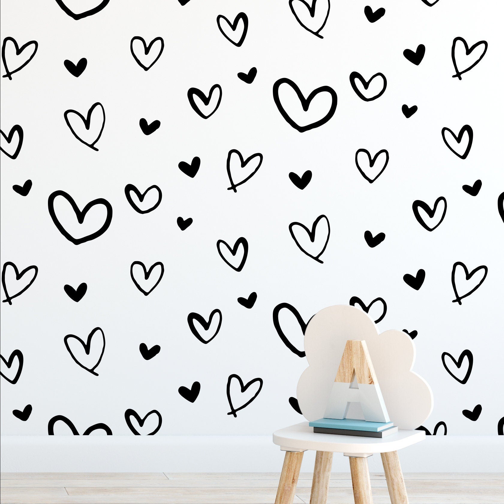 Heart print, heart wall art, minimalist wall art, minimalist wallpaper, love wall art, black and white print, monochrome wall  - SKU:HDHP-2