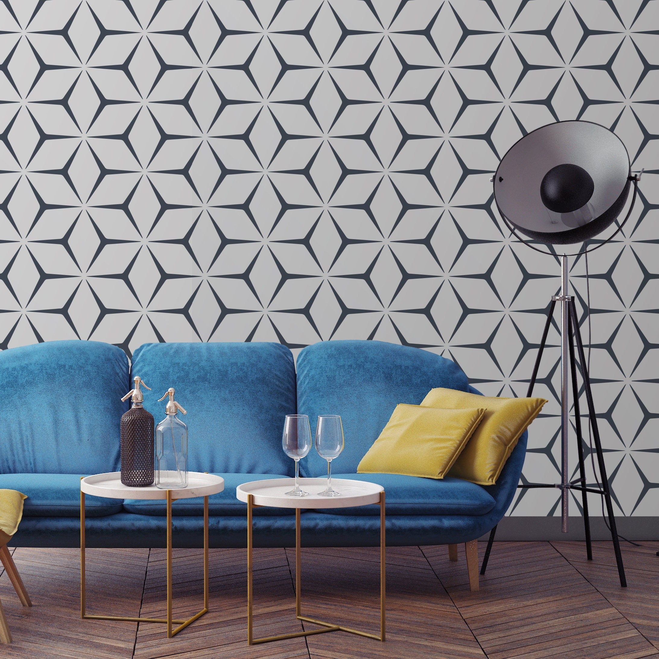 Geometric Stars Wallpaper, Stars. Interior, Wallpaper , Removable Wallpaper - SKU:GEOSTAR-1